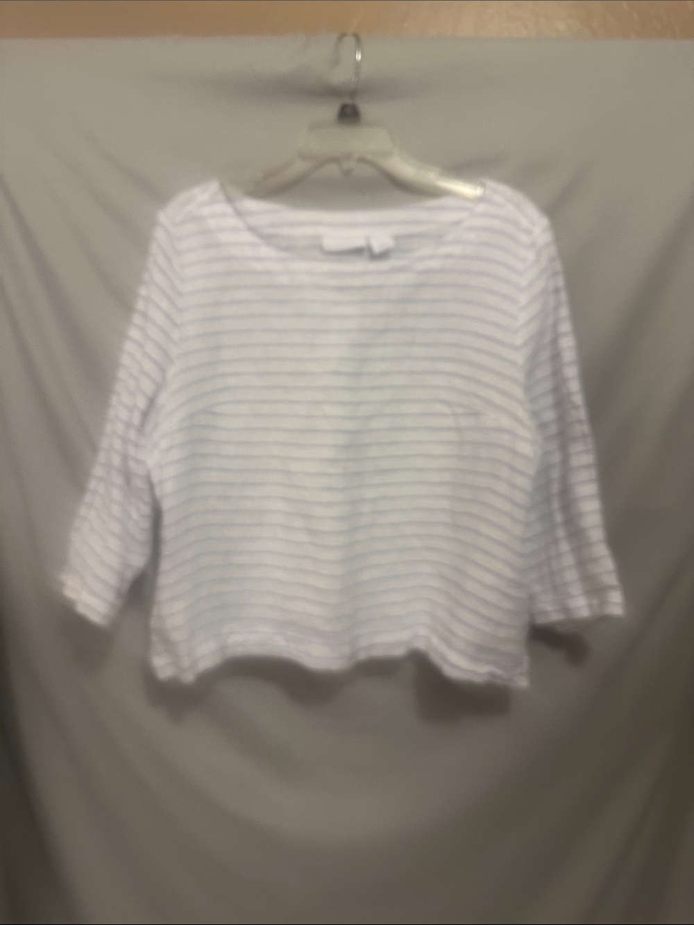 Martha Stewart White Top with Light Blue Stripes
